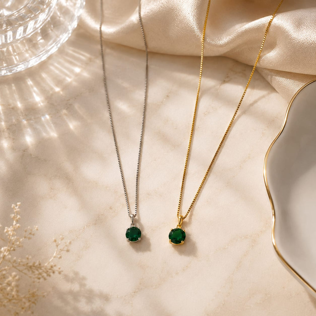 Colar Pingente Esfera Verde