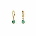 Brincos Argolinha Click Gota Verde Banho Ouro 18k