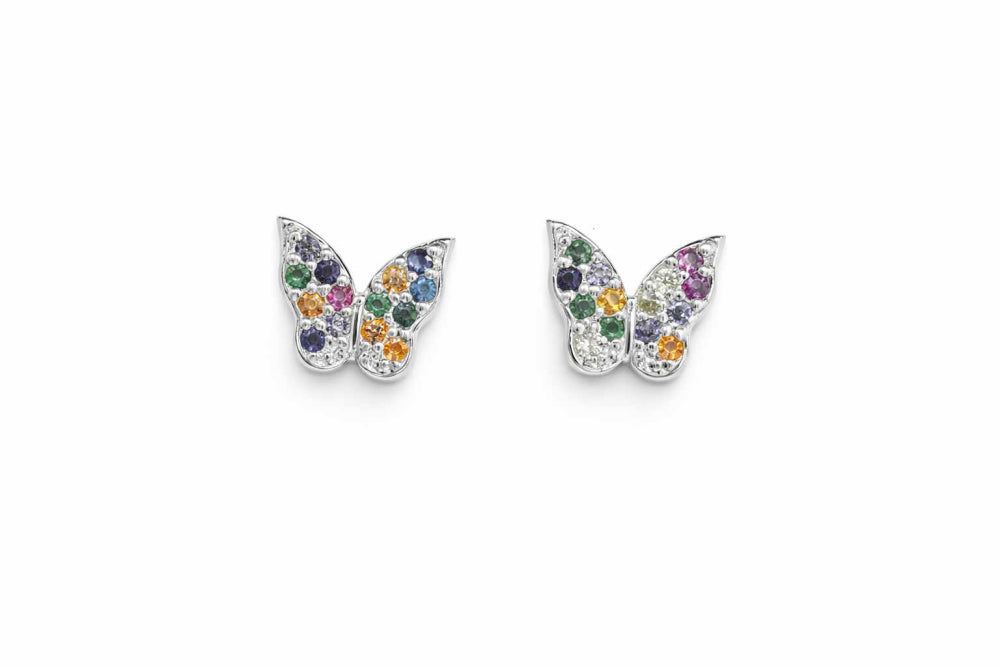 Brincos Borboleta Zirconias Coloridas G