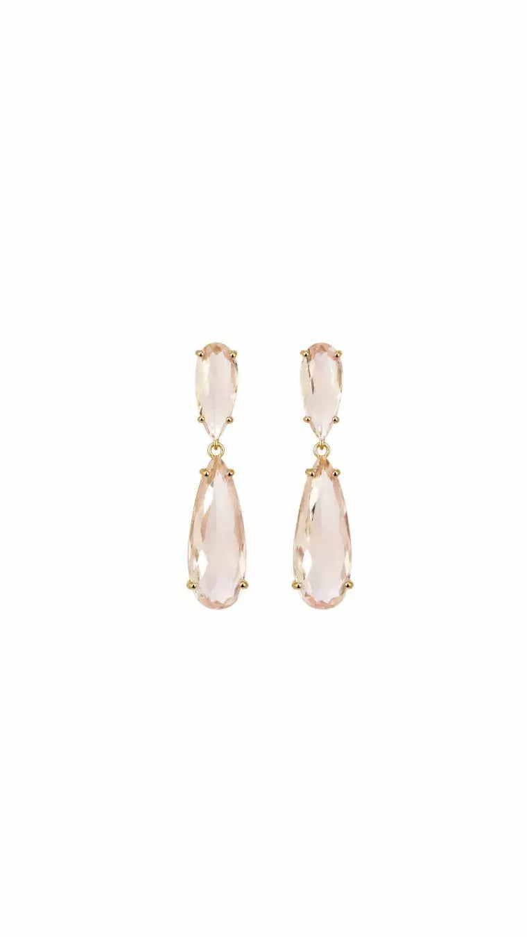 Brincos Festa Longo Pedra Cores Diversas Dourado