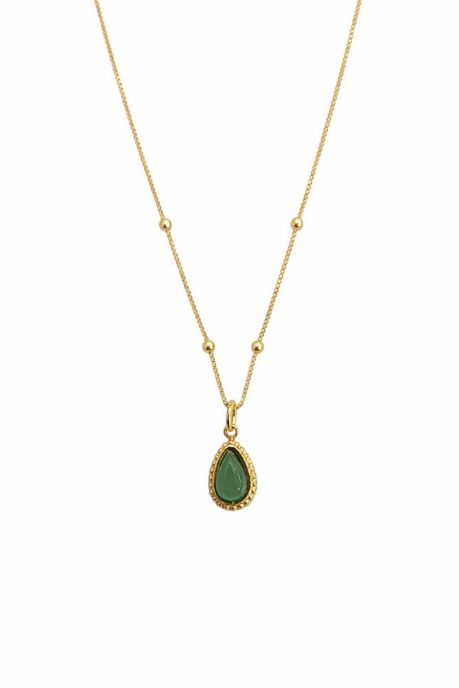 Colar Bolinha Pingente Gota Verde