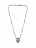 Colar Choker Riviera c Pedra Oval Azul