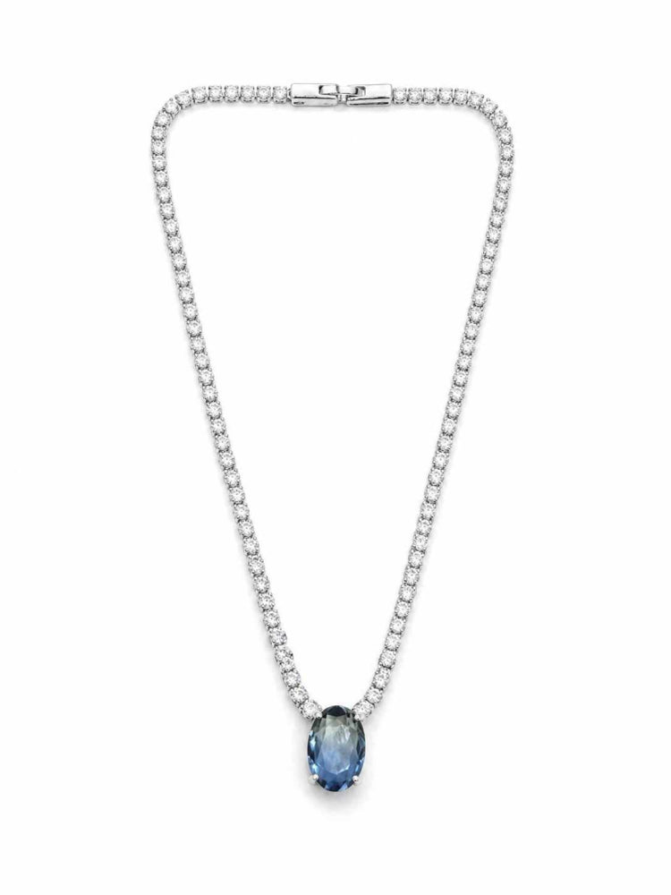 Colar Choker Riviera c Pedra Oval Azul