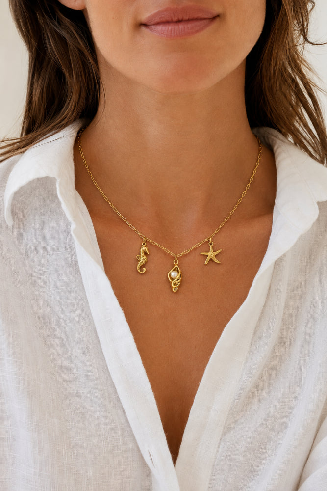Colar Corrente Pingentes Mar