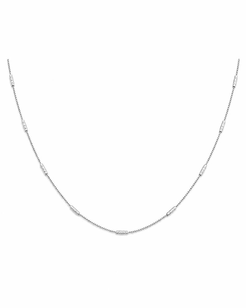 Colar Curto Palitinho Banho Ródio Branco