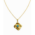 Colar Dourado Pingente Martelado Azul