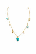 Colar Dourado Pingente Pedra Azul