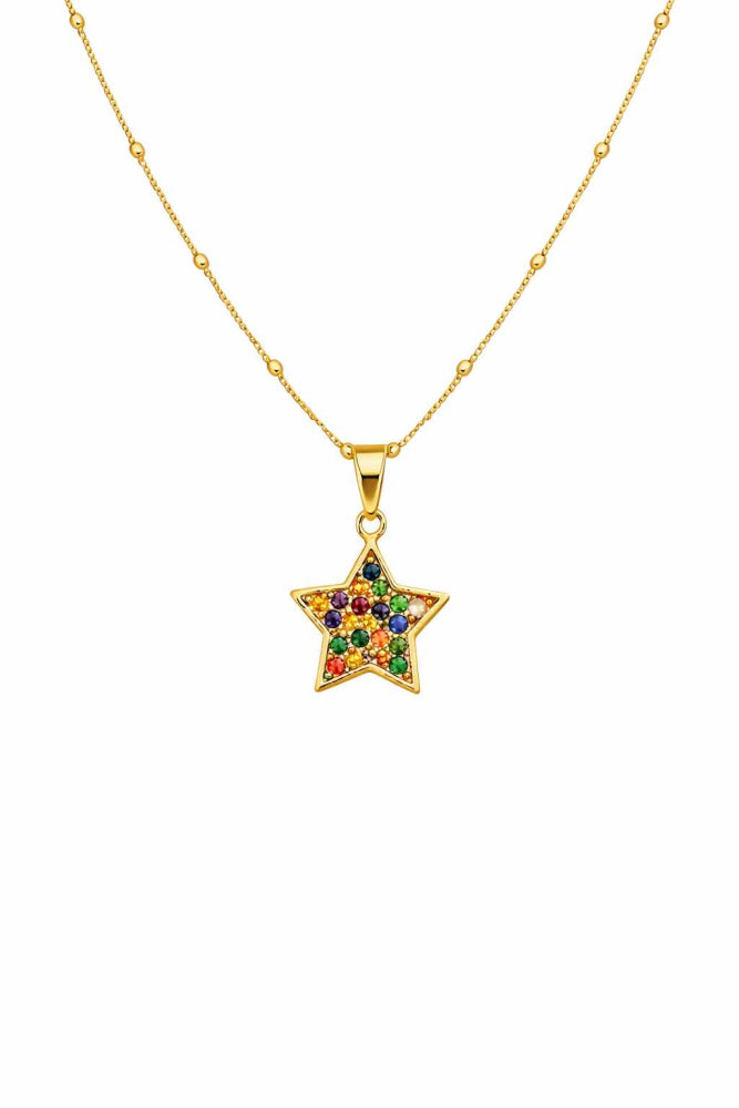 Colar Ping Estrela Zirconias Colorida