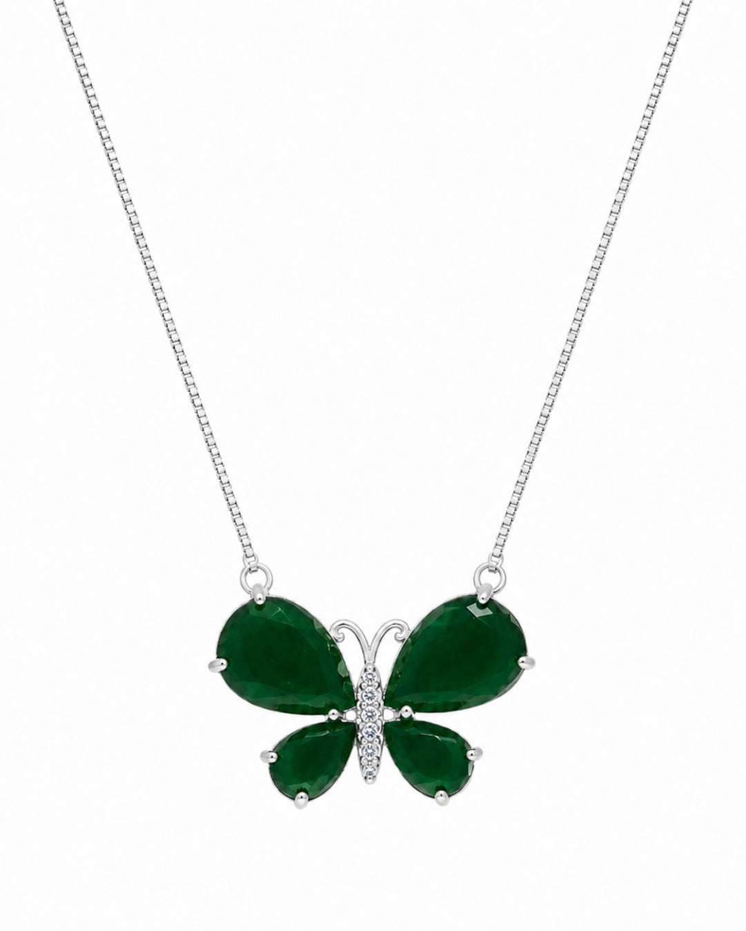 Colar Pingente Borboleta Verde Esmeralda