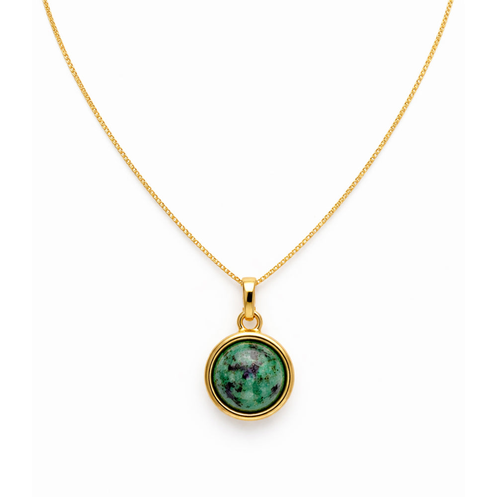 Colar Pingente Verde com Detalhes Roxinho