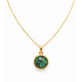 Colar Pingente Verde com Detalhes Roxinho