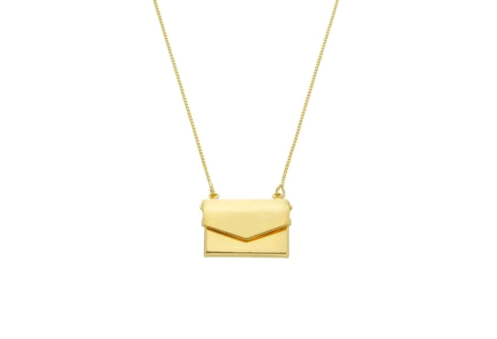 Colar Relicário Cartinha Banho Ouro 18k