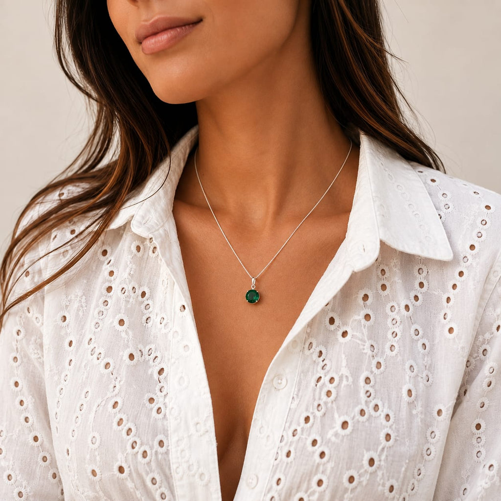 Colar Pingente Esfera Verde