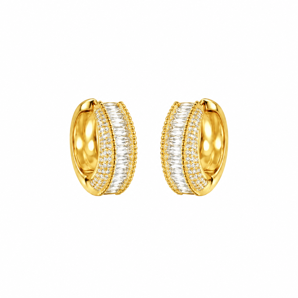 Brincos Argola Zircônias Baguete