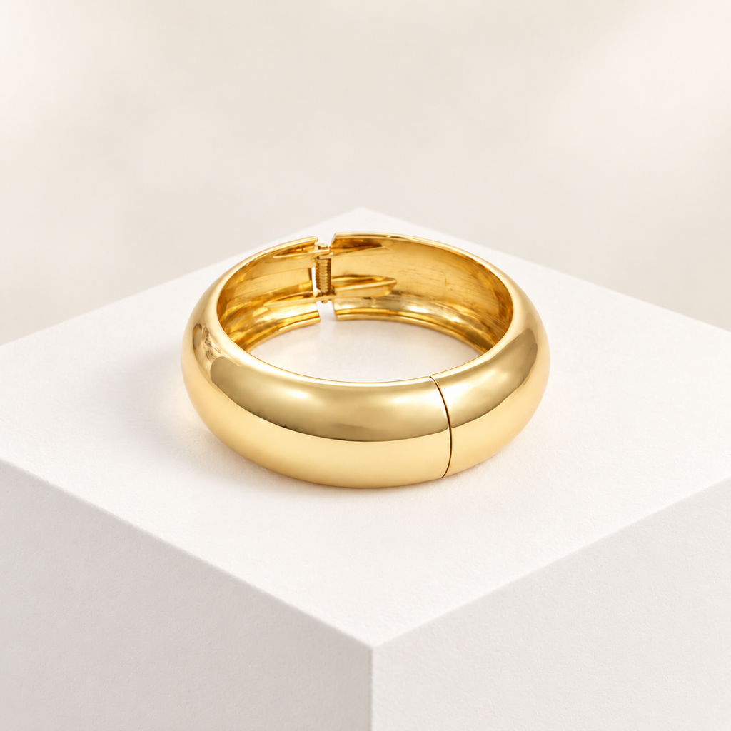 Pulseira Bracelete Dourada Grossa