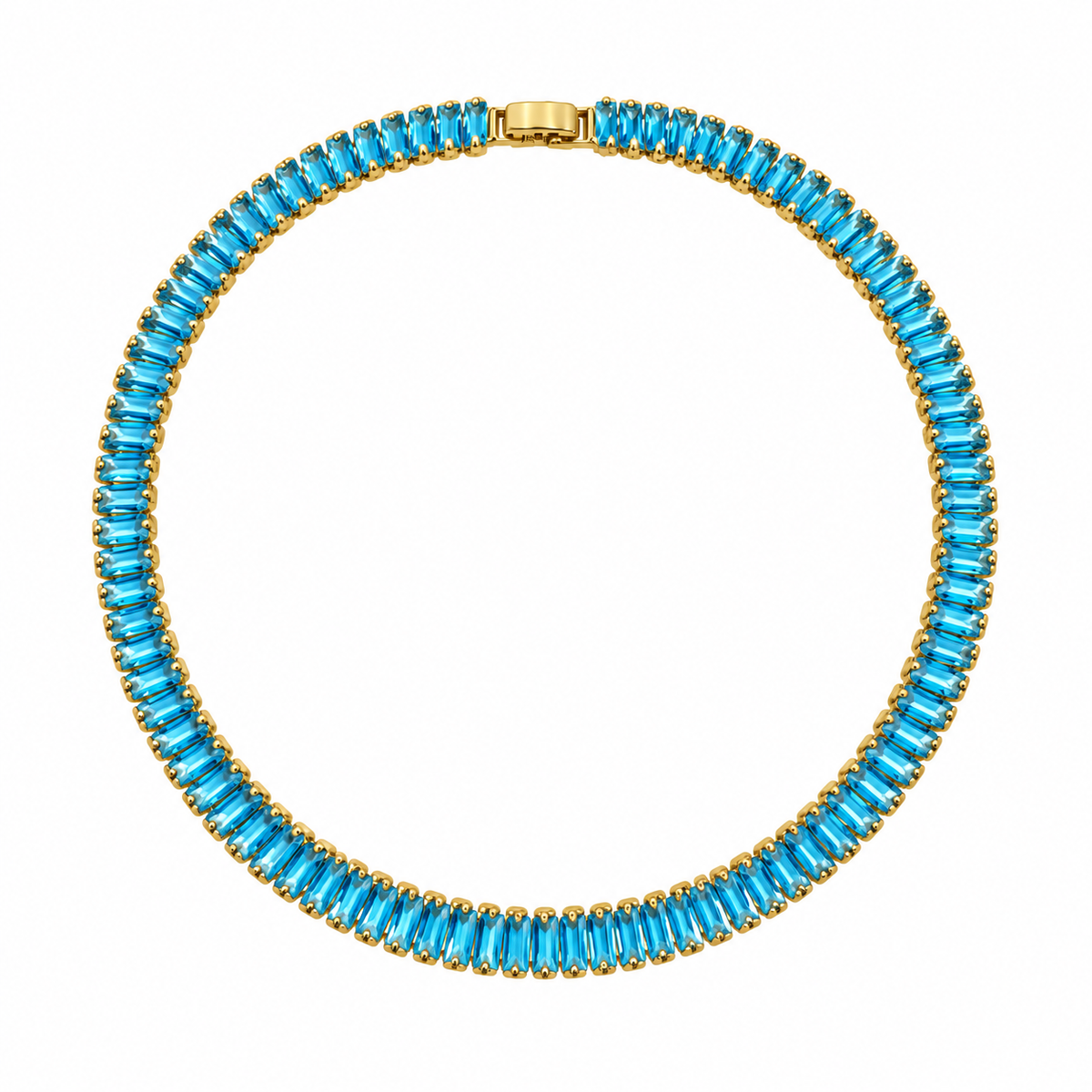 Colar Choker Riviera Baguete Azul