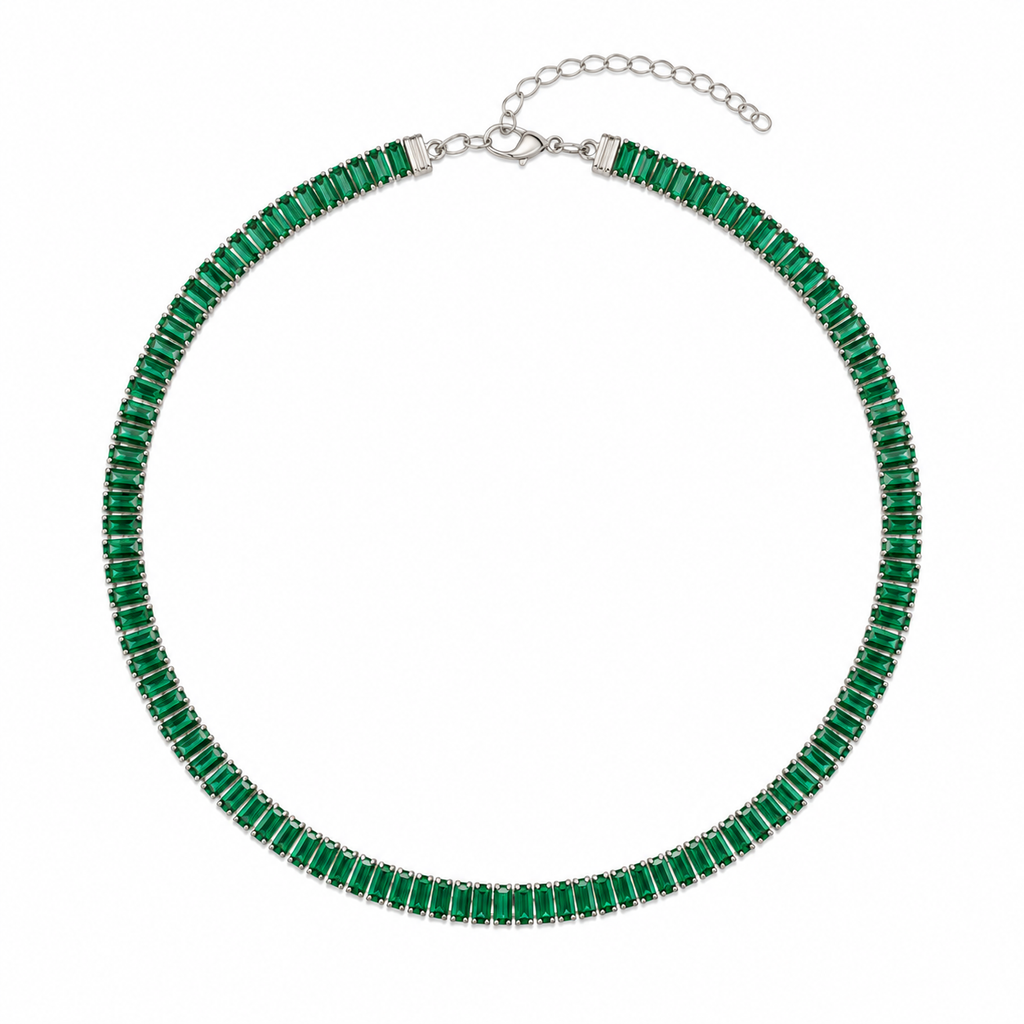 Colar Choker Riviera Baguete Verde
