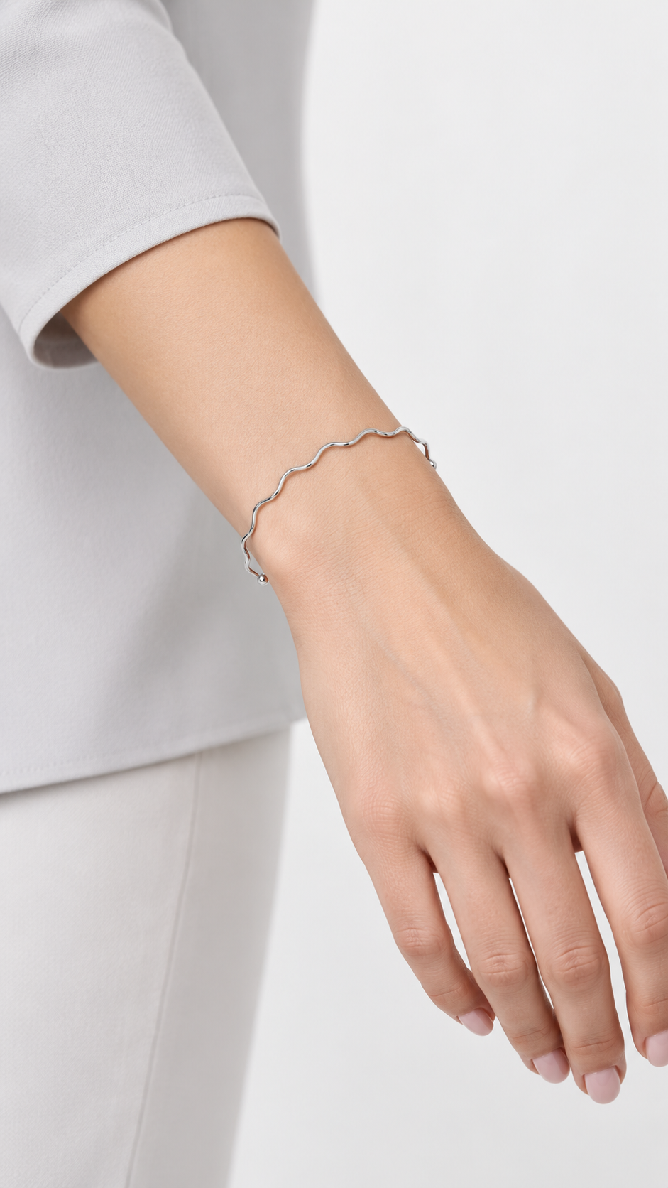 Pulseira Bracelete Aro Rígido Ondulado
