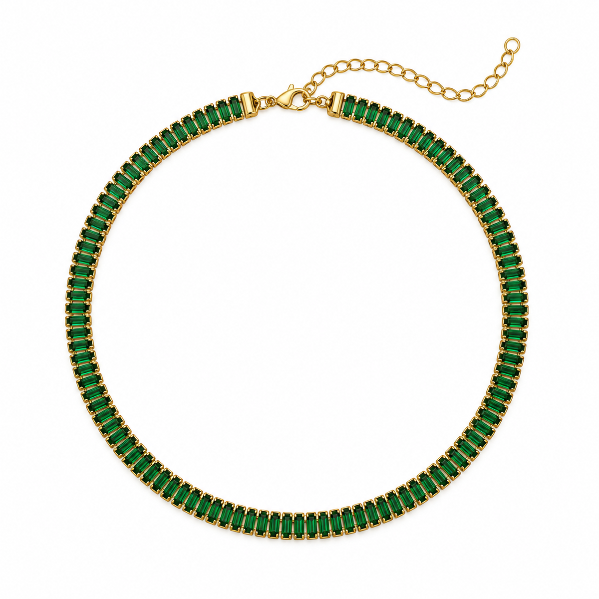 Colar Choker Riviera Baguete Verde