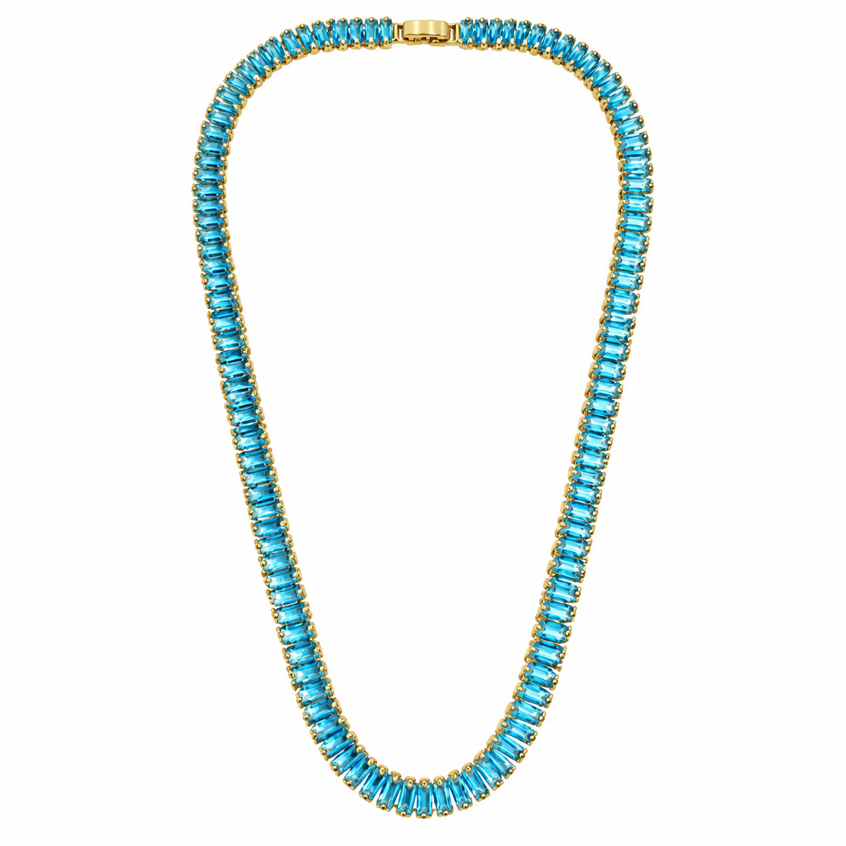 Colar Choker Riviera Baguete Azul