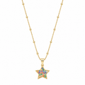 Colar Pingente Estrela Zircônias Colorida