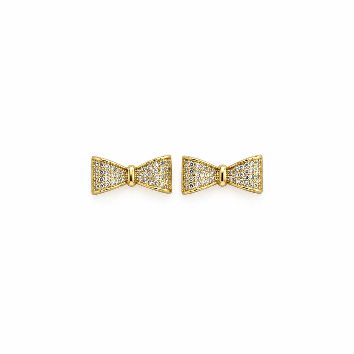 Brincos Lacinho Zirconias Banho Ouro 18k