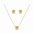Conjunto Colar + Brincos Ponto de Luz Quadrado Champagne