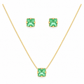 Conjunto Colar + Brincos Ponto de Luz Quadrado Verde Paraíba